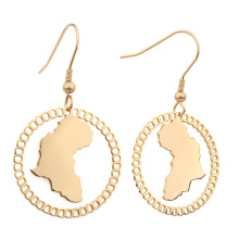 Customised Stainless Steel 18K Gold Plated African Map Earrings earrings for women